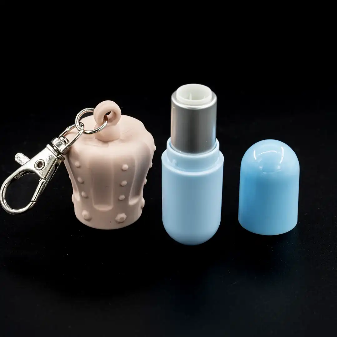 Keychain lipstick and lip balm tube