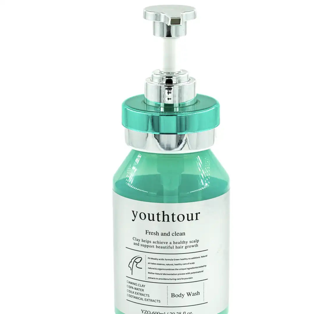 Chrome cap body wash pump bottle image 2